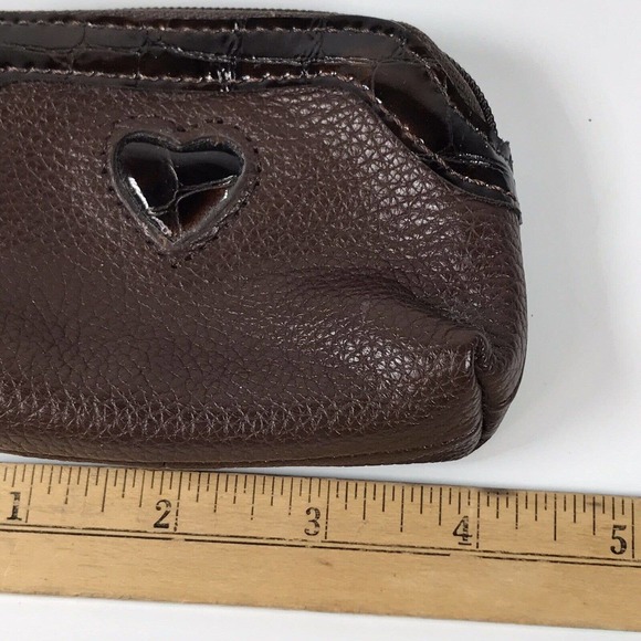 Brighton Brown Pebbled Leather Heart Zip Coin Purse Wallet - Picture 7 of 7